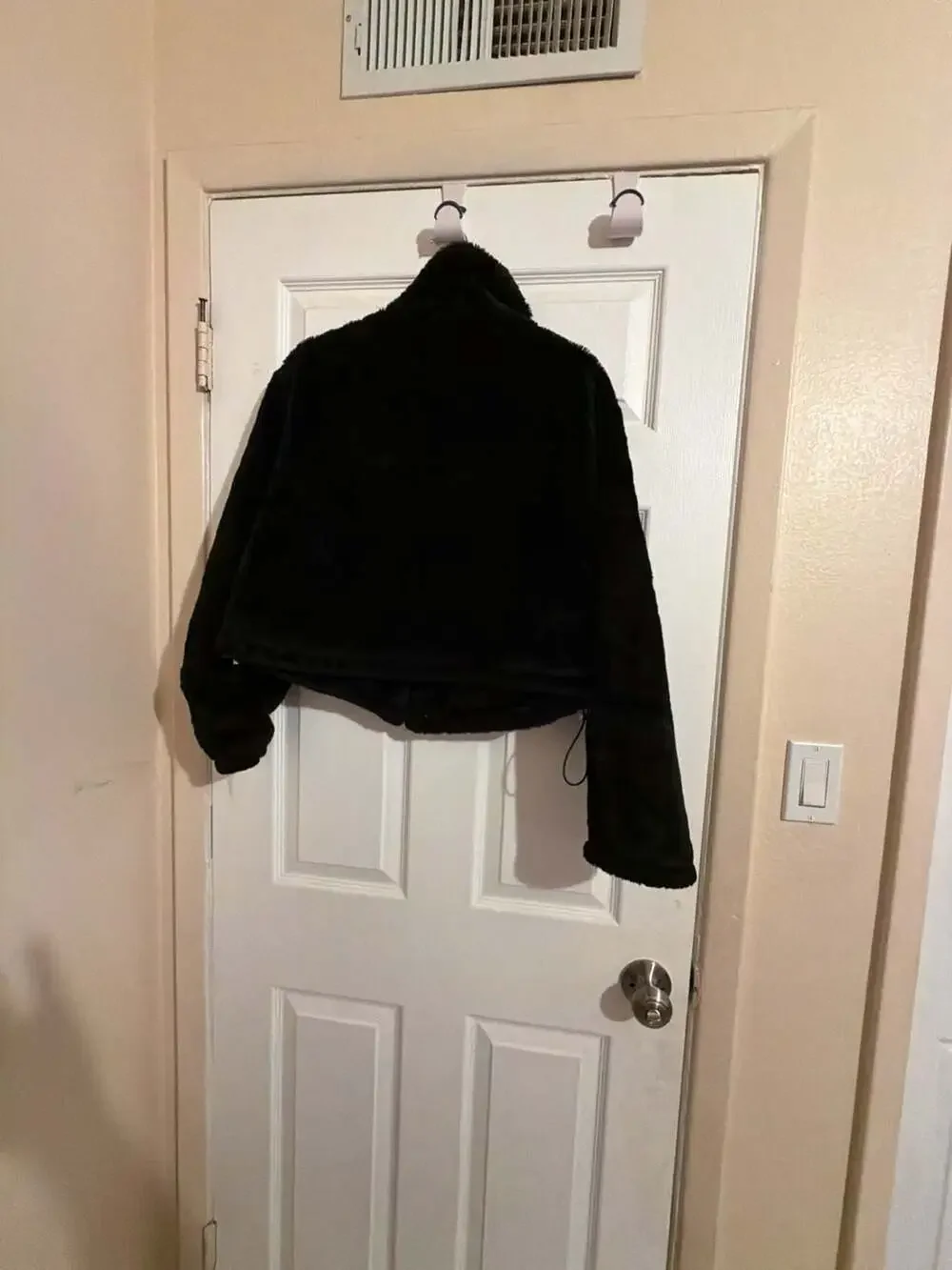 With Love Cropped Black Faux Fur Zip-Up Jacket